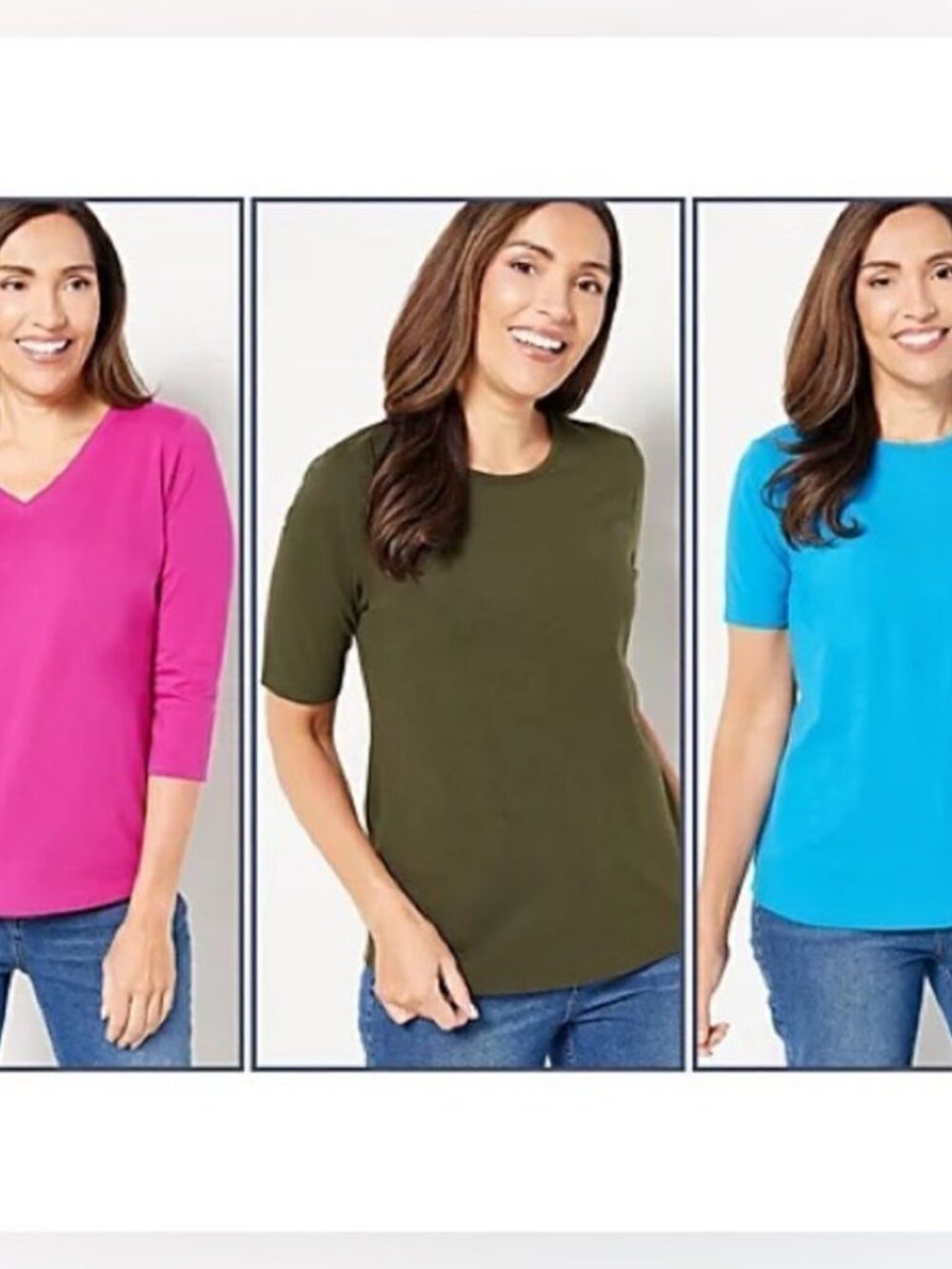Denim & Co. Essentials Perfect Jersey Set of Three Knit Tops